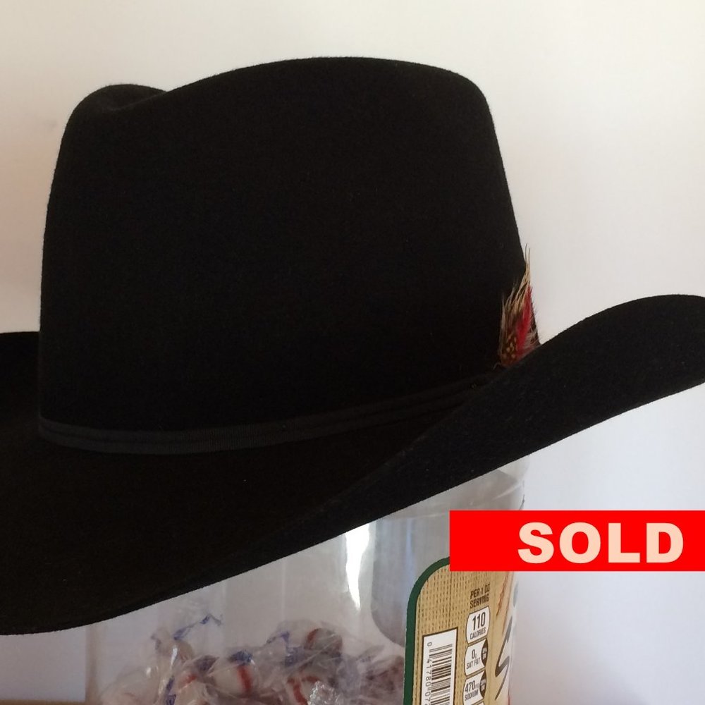 Stetson Black Cowboy Hat Size 7-1/8
